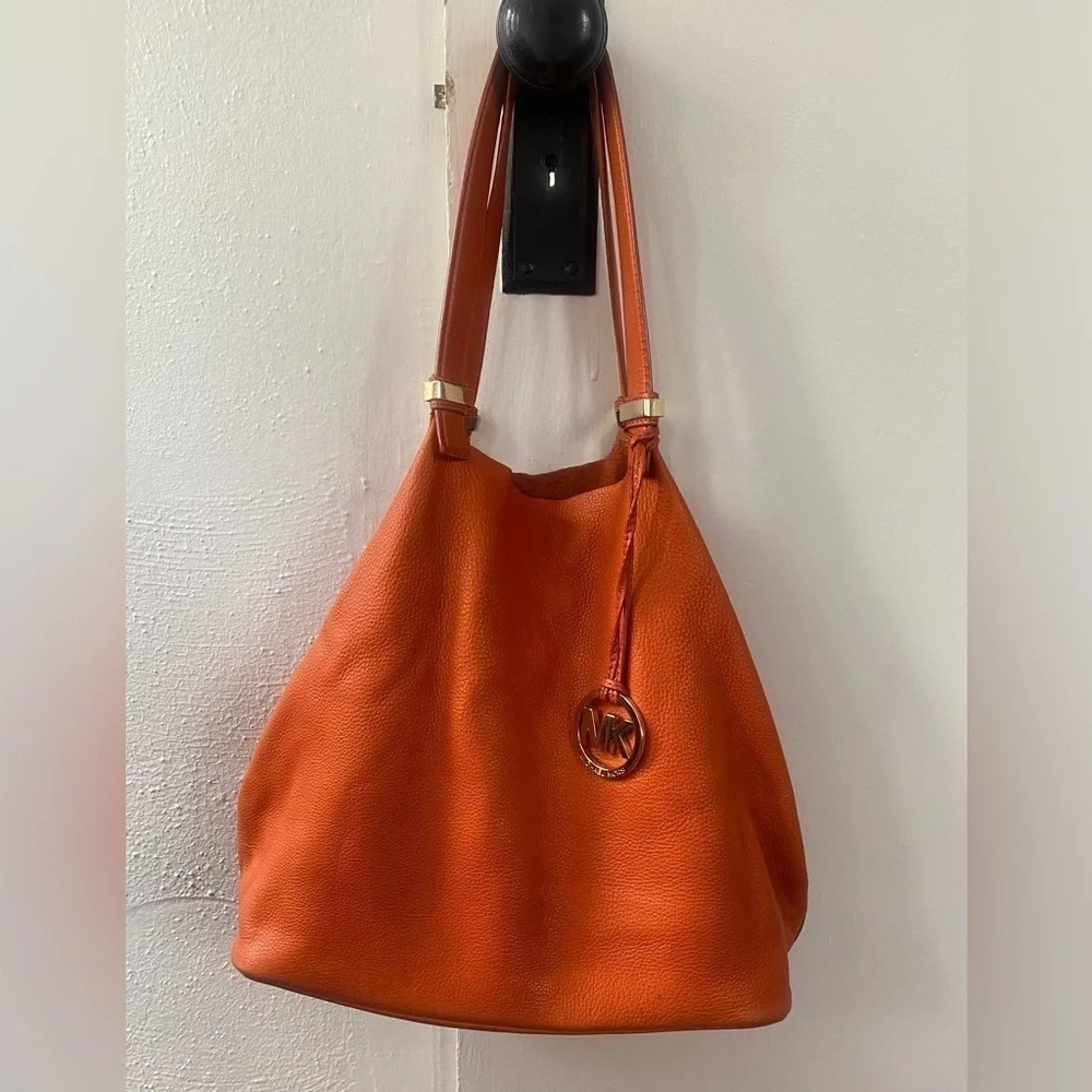 Michael Kors Soft Orange Leather Tote Shoulder Bag